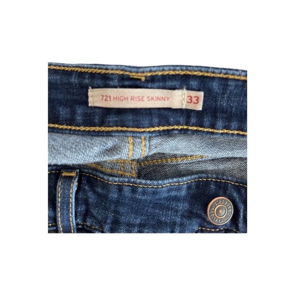 Levis Womens 721 Jeans 33 Dark Blue Wash High Rise Skinny Cotton Blend Stretch - Picture 8 of 10